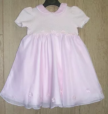 Couche Tot Girls Pink Flower Girl Party Dress Age 2 18-24 Months • £15.99