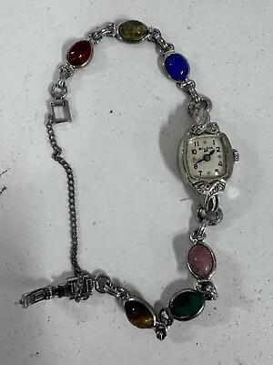 Vintage Art Deco Bulova Ladies 23 M2 Cocktail Watch W Charm Bracelet Band BH • $35