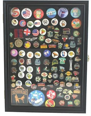 Pin Ribbon Medal Display Case Button Badge Shell Lapel Black Holder USA Cabinet • $69.99