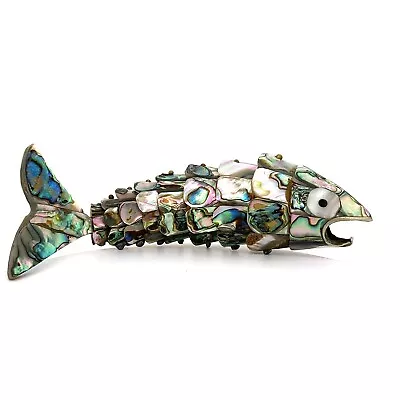 Mexican Abalone Shell Fish Bottle Opener Mother Of Pearl Articulated Fish • $99.99