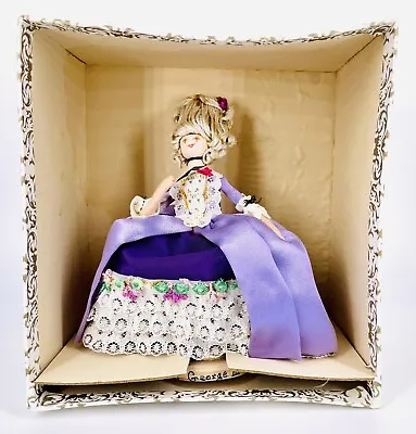 Vintage Peg Doll 1771 Marie Antoinette British Toymakers Guild Purple Masquerade • $40