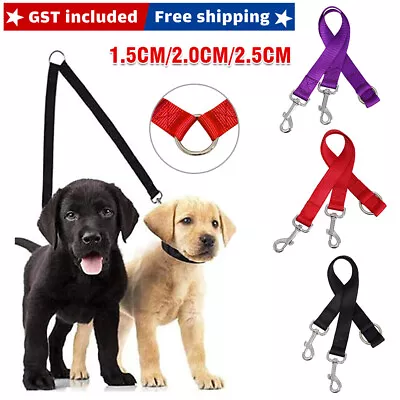 $4.99 • Buy Two Pet Dogs Duplex Double Dog Leash Coupler Twin Dual Lead 2 Way Walking Safety