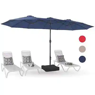 15ft Patio Umbrella Double-Sided Outdoor Market Sunshade With CrankBase Include • $139.99