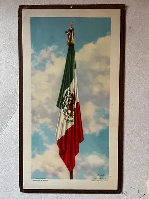 Vintage MEXICAN FLAG BRIBIESCA Painter Art Print Cardboard Poster From 1940's • $39.99