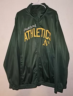 Oakland Athletics 3XL XXXL Full Zip Embroidered Warm Track Jacket EUC Pockets • $53.99