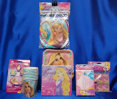 Tangled Party Set # 7  Rapunzel Candles Plates Napkins Cups Paint Set Banner • £38.54