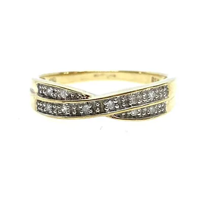 £75 • Buy Gold Diamond Ring 9ct Yellow Gold Diamond Ring Diamond Crossover Eternity Ring