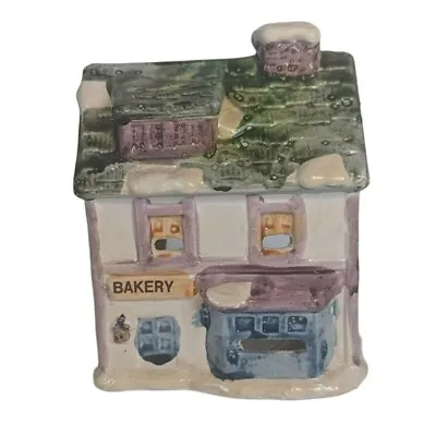 Vintage JSNY Christmas Village House Ceramic Bakery Store Tealight Holder • $12.99