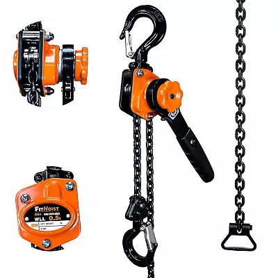 1/2 Ton | Mini Lever Chain Hoist 1100Lbs Capacity With 20' Lift G80 Ratche • $141.99