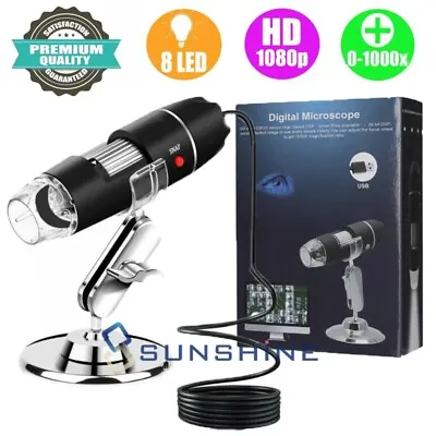 Digital Microscope 1000X USB Coin Microscope 8 LED Magnifier Soldering Camera • $21.79