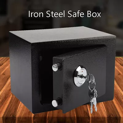 Black Fireproof Safe Security Home Office Money Cash Deposit Box Safety Metal UK • £26.47