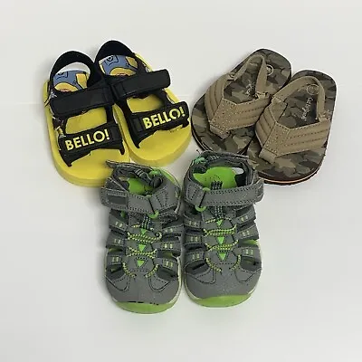 Lot Of 3 Boys Summer Shoes | Size 5/6 | Minion/Cat & Jack Sandals Water Shoes • $18