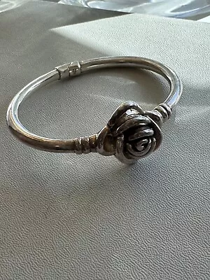 Sterling Silver Rose Bracelet Bangle 925 Vintage • $29