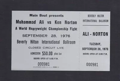 1976 MUHAMMAD ALI Vs KEN NORTON Full RINGSIDE Boxing Ticket CASSIUS CLAY Boxer • $95