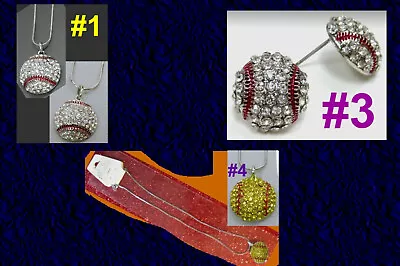 $5.50 • Buy BASEBALL SOFTBALL Sports Mom School Bat Silver Plated Girl Crystal Glove Jewelry