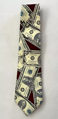 Novelty Currency MERCEDES Hand Made Necktie. Beautiful Burgundy Background. • $17.99