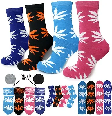 4 Pack Bright Marijuana Weed Leaf Cotton Unisex Lightweight Socks • $11.95