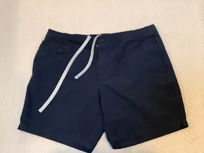 J. Crew Men's Navy Blue Stripe Swim Trunks Drawstring Size 32 Inseam 6.5 • $18.99