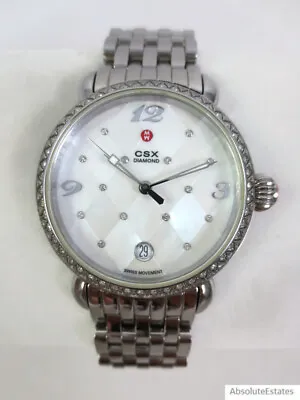 NEW Michele CSX 36 Quilted Mosaic Diamond Silver Ladies Watch MW03R01A1974 NIB • $1234.99