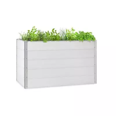 Raised Bed Garden Planter Wood Look Grow Vegetables Flower Stand Outdoor White  • £157.49