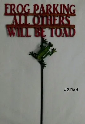 Frog Parking Toad Metal Yard Stake Sign Lawn Ornament Great For Plants Or Patio • $22.95