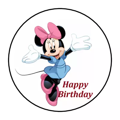 30 Minnie Mouse Birthday Stickers Envelope Seals Labels 1.5  Round Favors Custom • $2.64