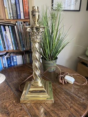 £70 • Buy Victorian Large Brass Corinthian ￼column Table Lamp .