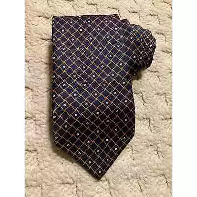 BVLGARI Davide Pizzigoni 7 Fold Navy Tie Geometric 100% Silk  • $34