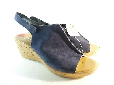 Mila Paoli Women Shoes Sandals Blue Wedge Size 10 SKU 10075 • $27