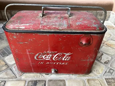 Vintage Coca Cola Red Metal Picnic Cooler Progress Refrigerator Co. • $139.99