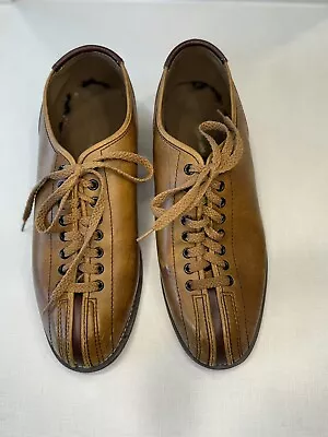 Brunswick Men's Sz 9.5 Bowling Vintage 60’s Leather Split Toe Retro 2 Colors • $65