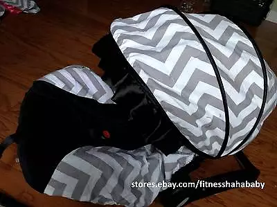 Baby BOY Gray Black Infant Car Seat Cover Canopy Cover Fit Most Infant Seat • $34.99