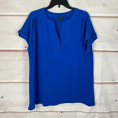 J. Jill Top Womens M Blue Wearever Short Sleeve Blouse V-Neck Pullover Tunic • $11.89