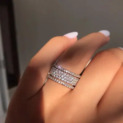 Vintage Wide Half Eternity Wedding Band Round Moissanite 14k White Gold Plated • $178.35