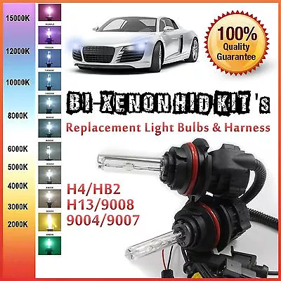 Two 35W 55W Bi-Xenon Hi Low HID Kit 's Replacement Light Bulbs H4 H13 9004 9007 • $16.99