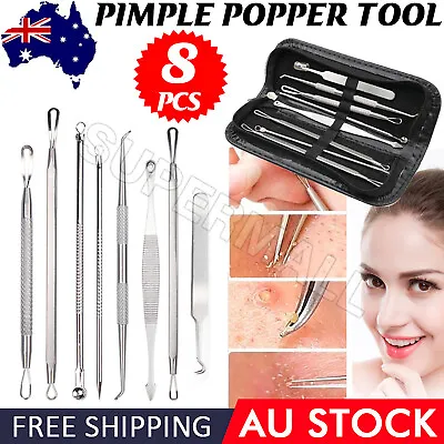 $6.52 • Buy 8Pcs/Set Pimple Popper Extractor Remover Face Blackhead Acne Clip Needle Tweezer