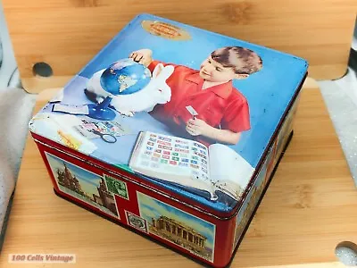 Jacobs Stamp Collecting Boy With Rabbit Vintage Biscuit Tin (15cm) • £14.99