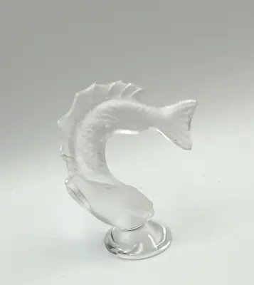 Lalique Small Jumping Fish Figure Clear Frosted Crystal Art Glass • £94.26