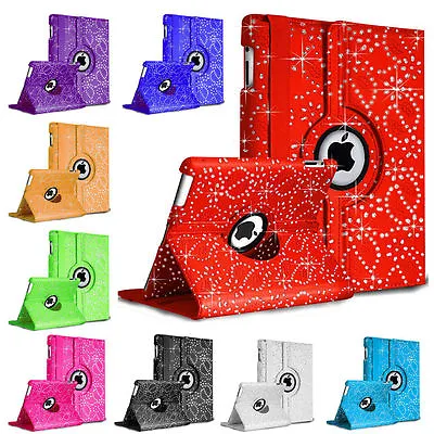 £6.64 • Buy Fashion Diamond Bling Leather 360° Rotating Stand Case Cover For IPad Mini2/3 UK