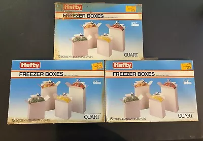 Vtg Hefty Freezer Boxes 15 Boxes 1 Quart Capacity Lot Of 3 Boxes • £9.60