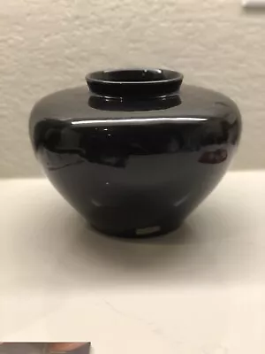 Large 1990 Vintage Royal Haeger Pottery Gloss Black Vase Style #4328 • $50