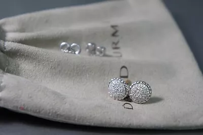 David Yurman Diamond Pave 9 Mm Chatelaine Silver Woman Stud Gold Post Earrings • $440