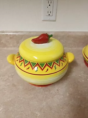 ONEIDA La Fiesta Southwestern Chili Pepper Serving Dish W/ Lid Tureen 2.5 Quart • $20