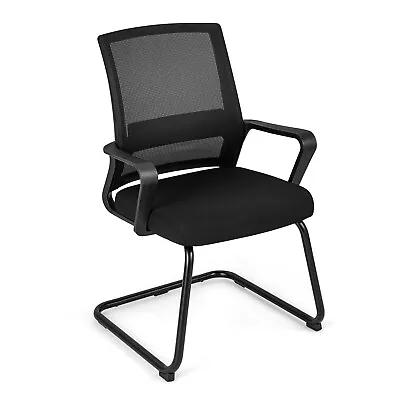 Office Guest Chair W/ Lumbar Support Breathable Mesh Back Without Wheels Black • $69.95