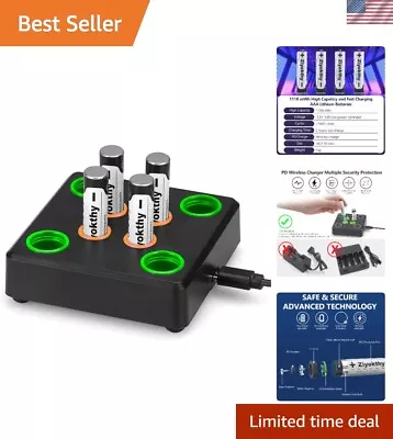 Smart Chip AAA Lithium Batteries - 1800+ Cycles Rechargeable 4-Pack With Charger • $39.99
