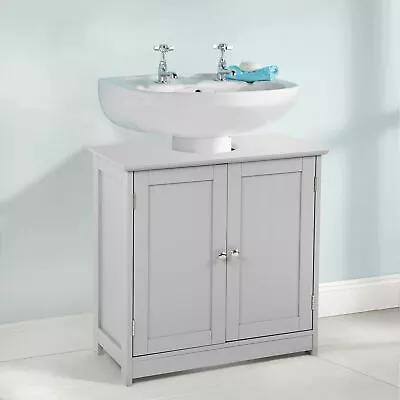 Bathroom Sink Cabinet Under Basin Vanity Storage Cupboard Unit Grey • £39.95