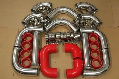 Red 3' Turbo Intercooler Piping Kit+coupler+clamp Eclipse Talon Evo 4g63 420a • $155.19