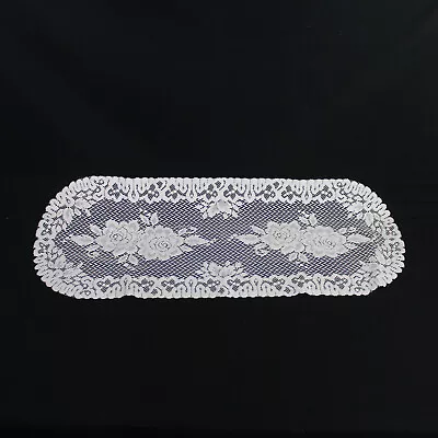 Vintage Victorian Style Chic White Lace Table Runner Tablecloth Floral Oval • $17.10