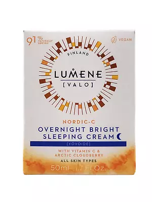 Lumene Valo Nordic-C OVERNIGHT BRIGHT Sleeping Cream Vegan 1.7 Oz Vitamin C • $19.95