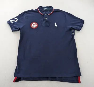 Polo Ralph Lauren Shirt Mens Large Navy Blue 2012 US Paralympic Team London Pony • $24.95